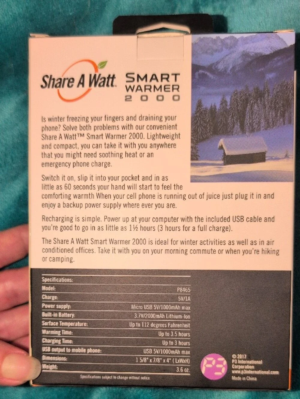 Smart Warmer 2000 Portable Hand Warmer & Charger - Silver